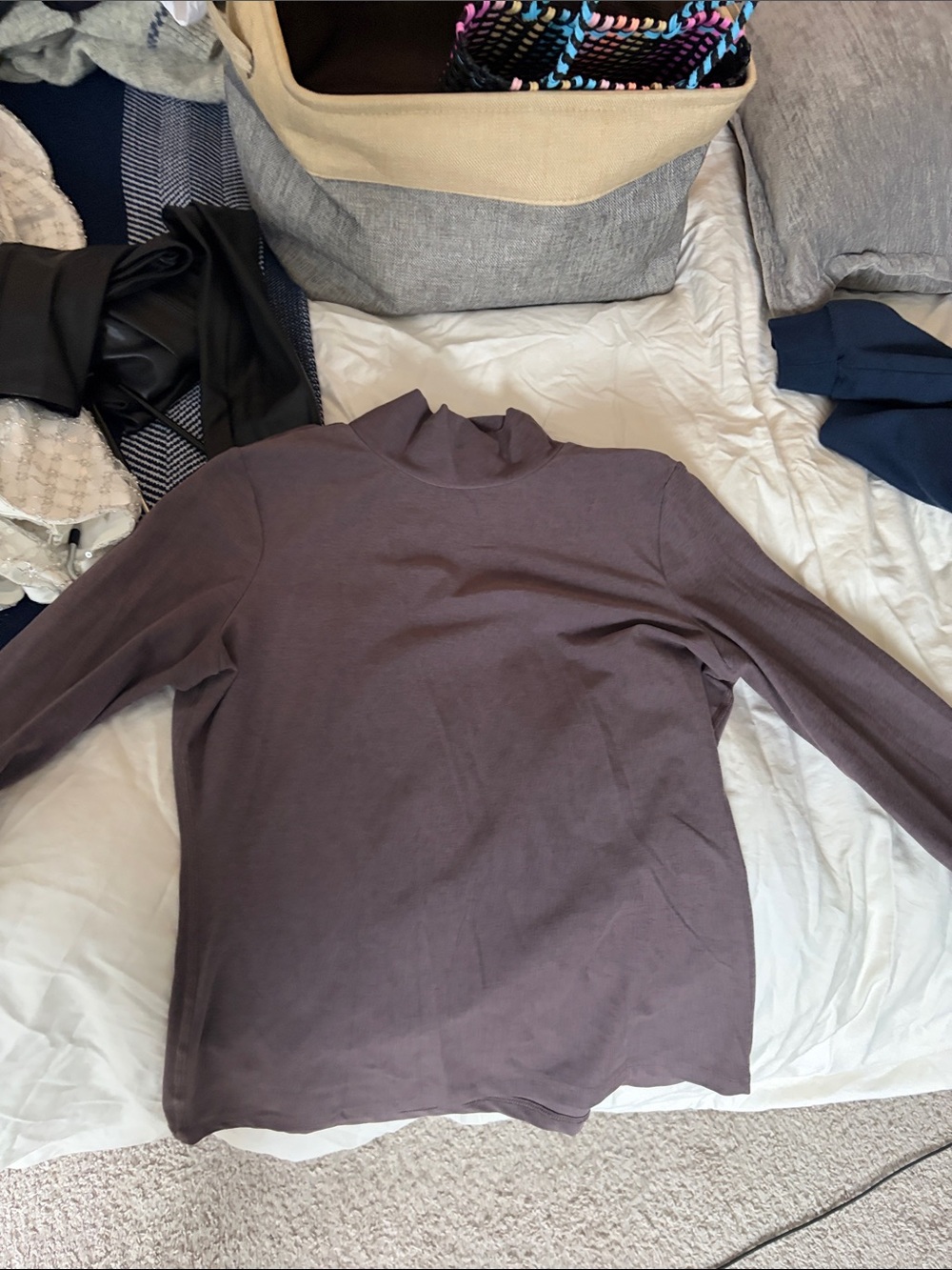 Beyond Yoga Mauve-Brown Mock Neck Long Sleeve Top